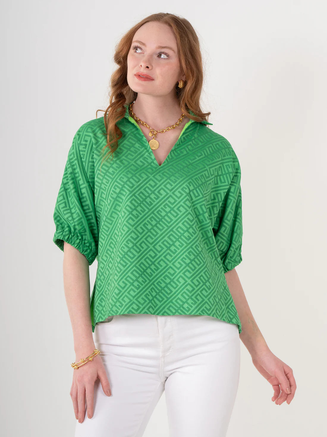Poppy Top in Fairway Green Monogram