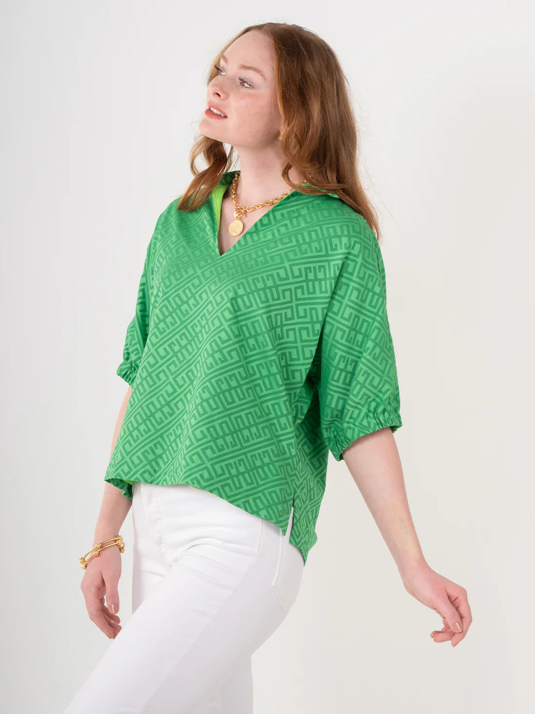 Poppy Top in Fairway Green Monogram