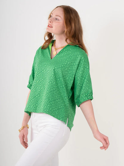 Poppy Top in Fairway Green Monogram