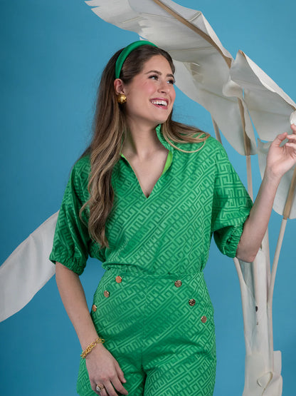 Poppy Top in Fairway Green Monogram