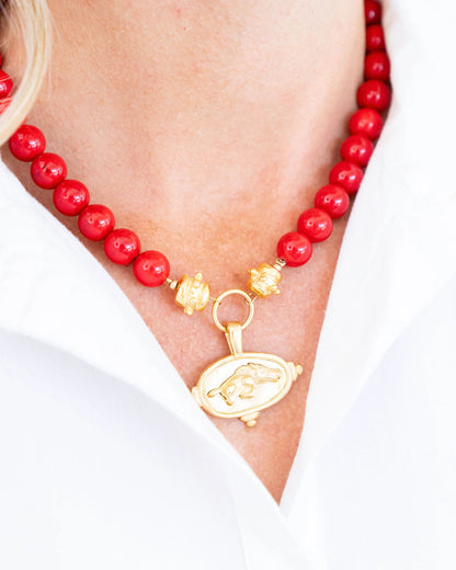 Wild Boar Intaglio Red Necklace