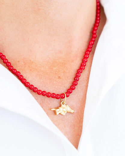 Mini Wild Boar Necklace in Red