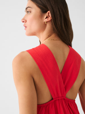 Bay Twist Seersucker Dress in Red