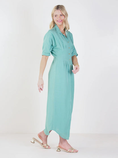 Georgia Dress in Wasabi Linen