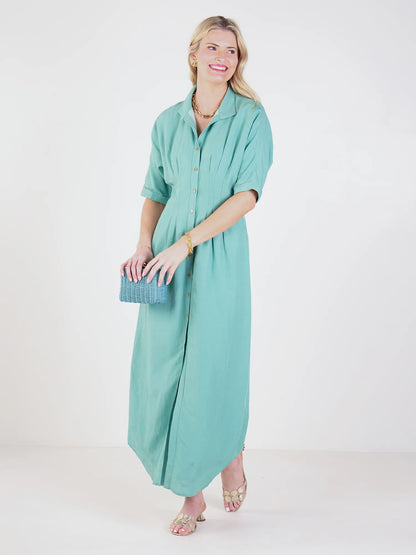 Georgia Dress in Wasabi Linen