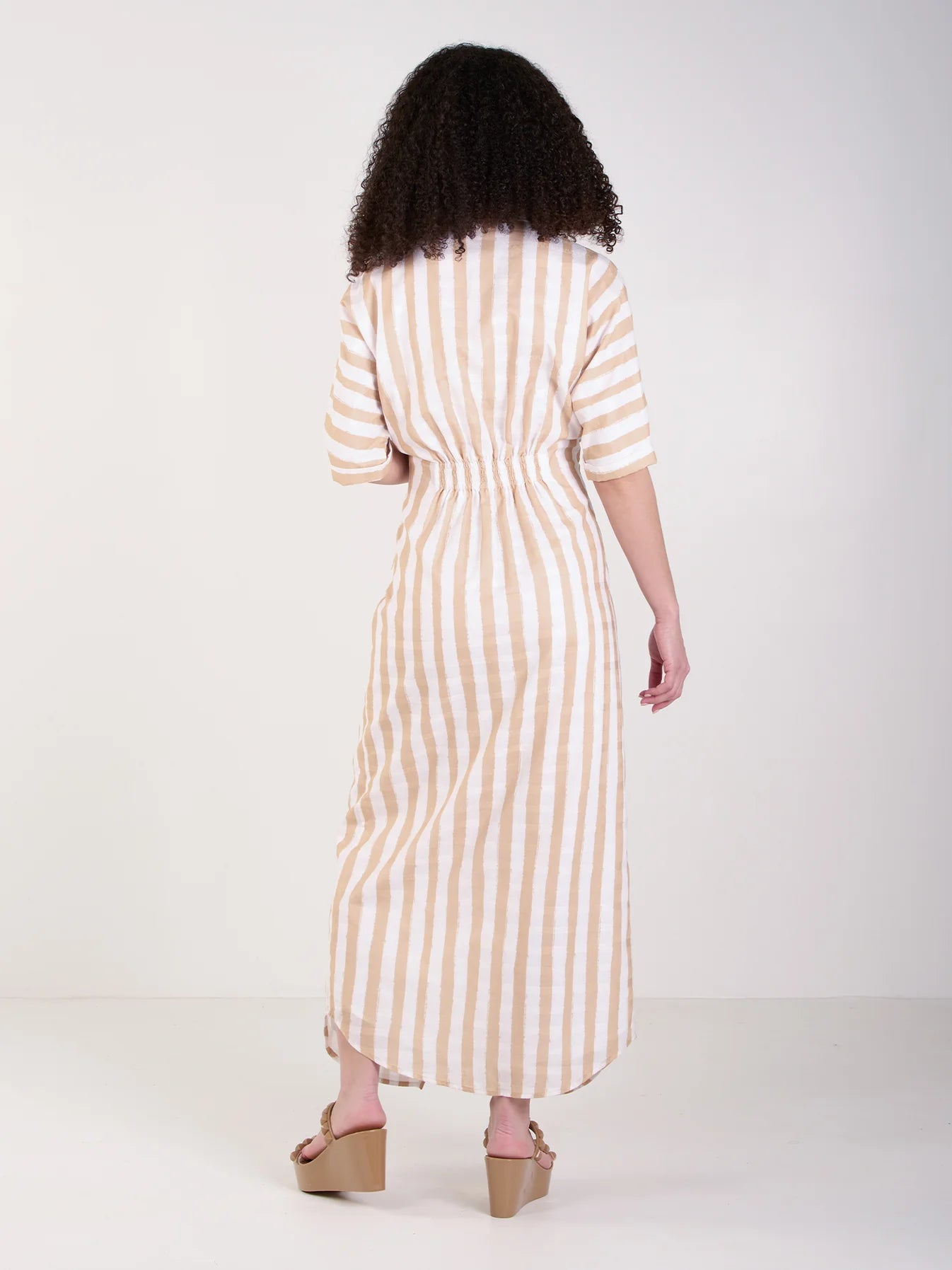 Georgia Dress in Sand Stripe