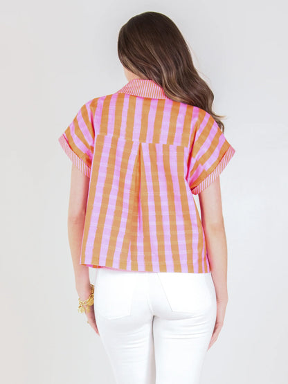 Luna Top in Coral Pink Stripe