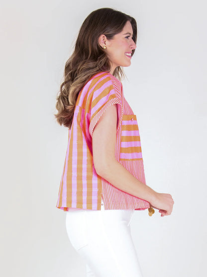 Luna Top in Coral Pink Stripe