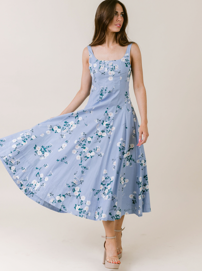 FINAL SALE Sophia Dress in Blue Floral