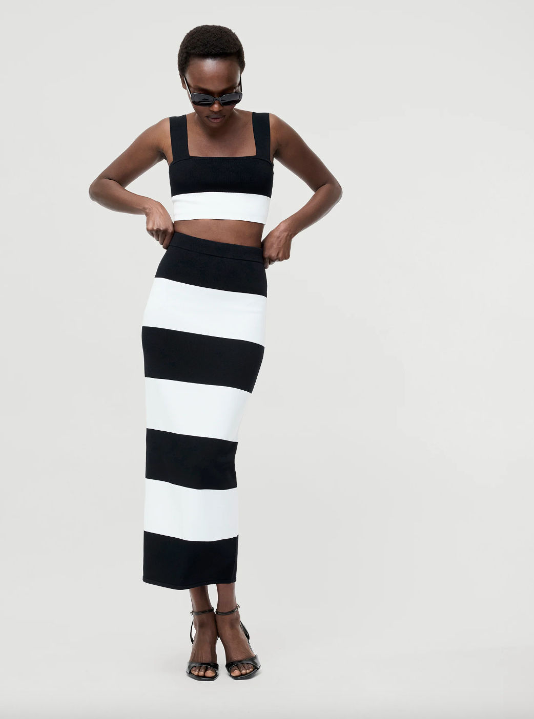 Shae Bodycon Knit Top in Black & White