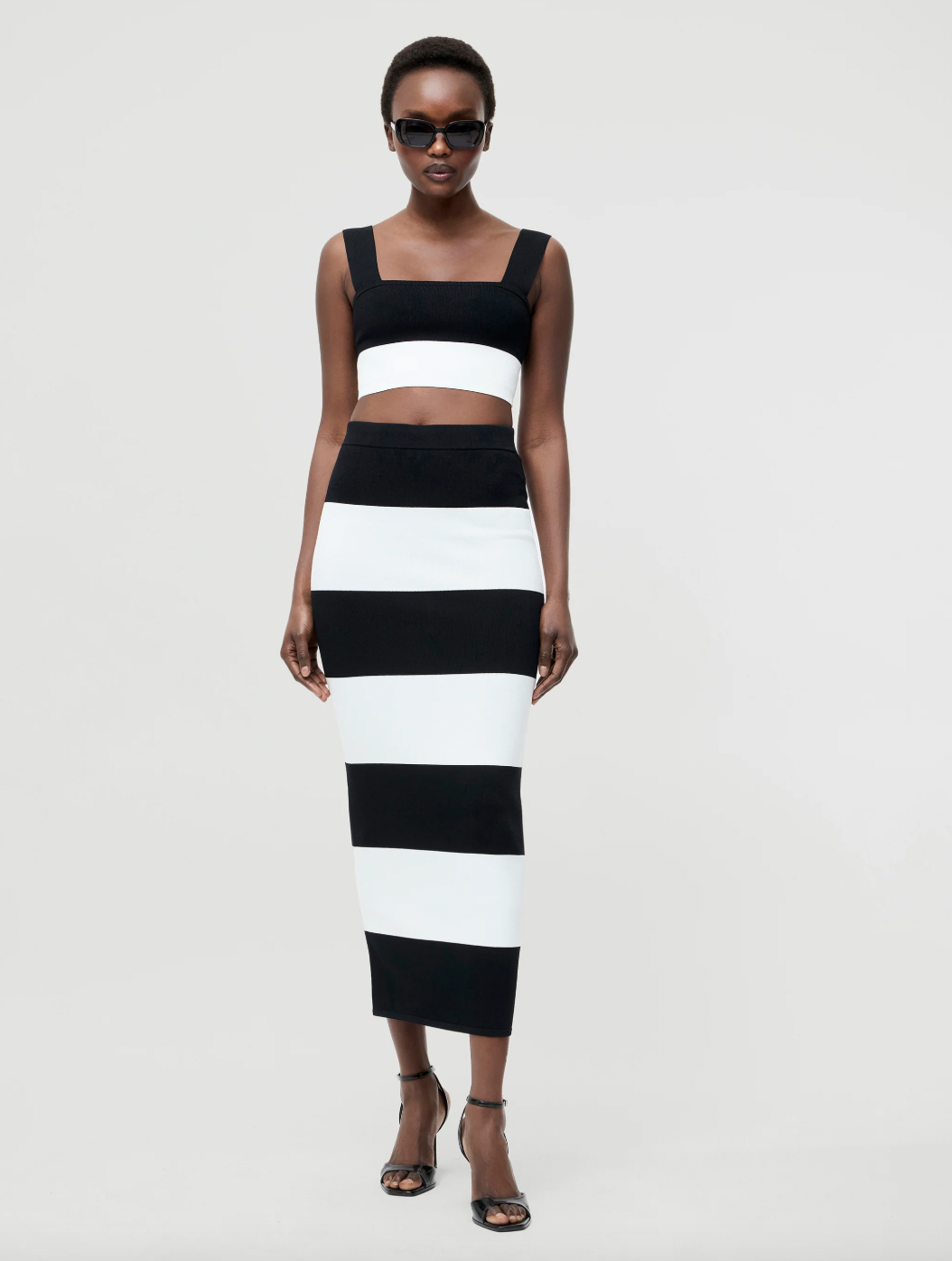 Shae Bodycon Knit Top in Black & White