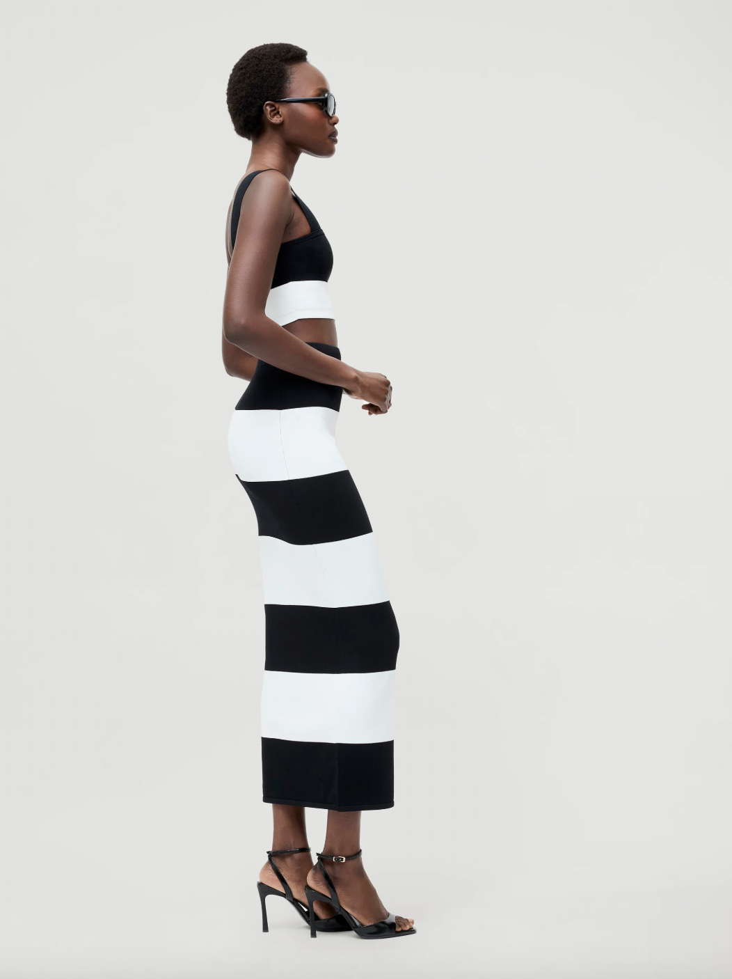 Shae Bodycon Knit Top in Black & White