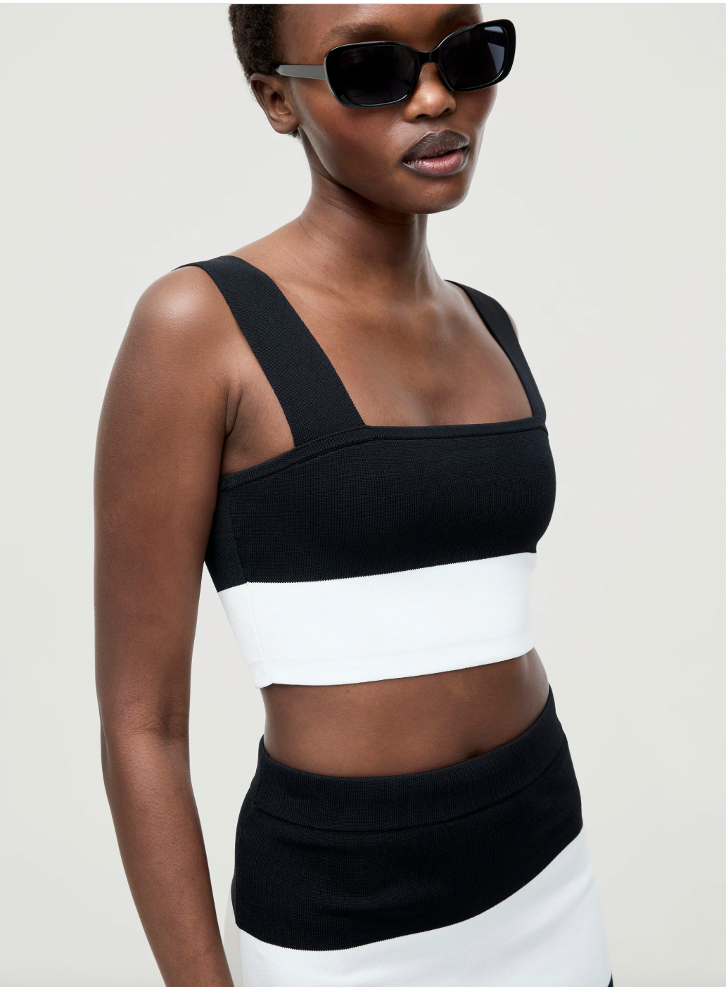Shae Bodycon Knit Top in Black & White