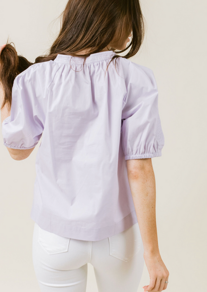 FINAL SALE Henley Blouse in Lavender
