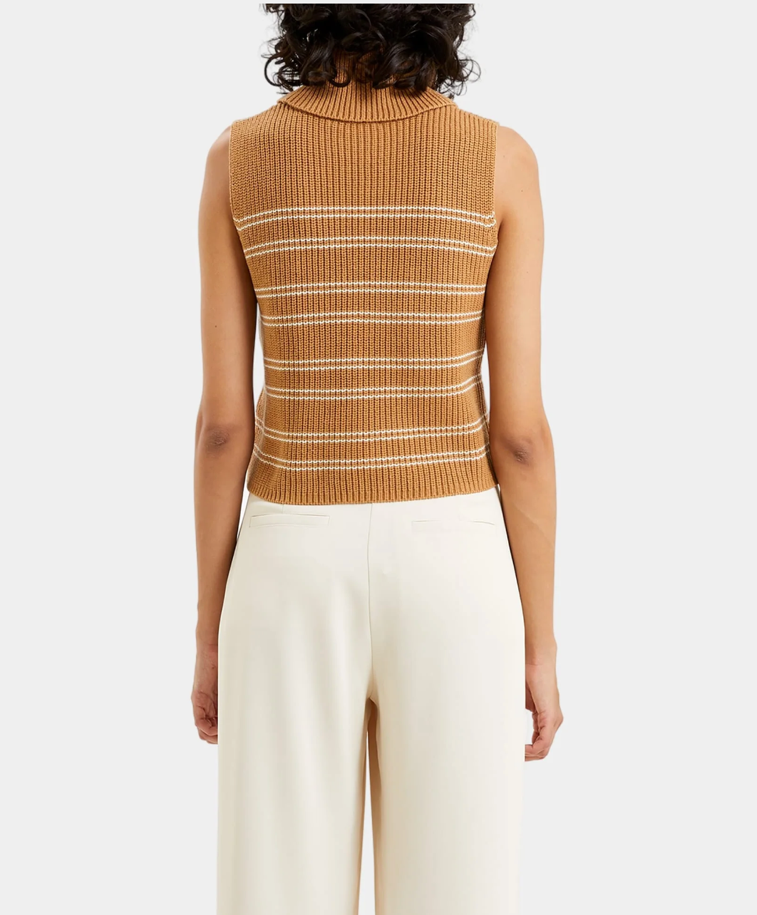 FINAL SALE Mozart Sleeveless Jumper in Camel/Cream