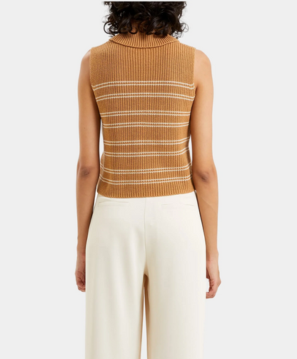 FINAL SALE Mozart Sleeveless Jumper in Camel/Cream