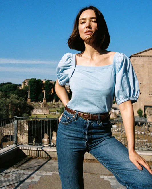 FINAL SALE Naya Puff Sleeve Top in Powder Blue