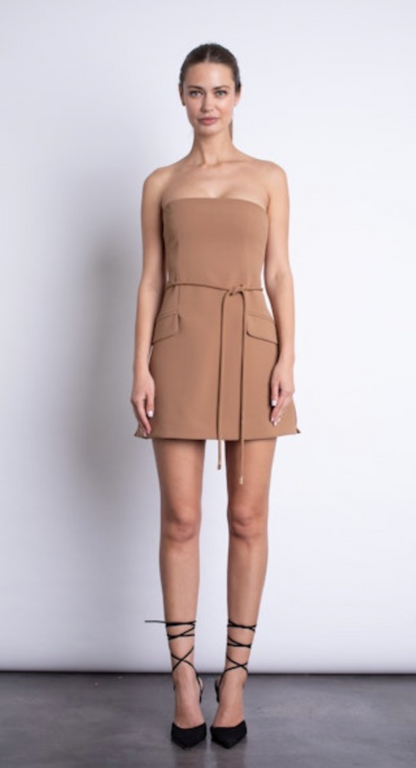 FINAL SALE Nadia Mini Dress in Camel
