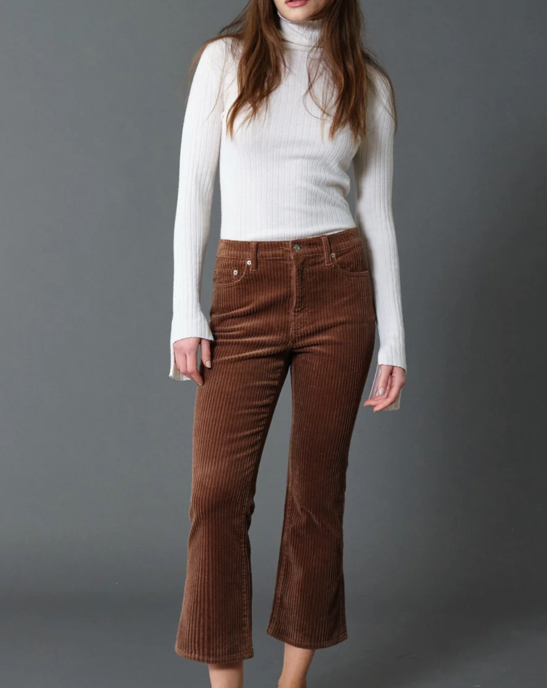 FINAL SALE Shy Girl High Rise Crop Flare in Teddy