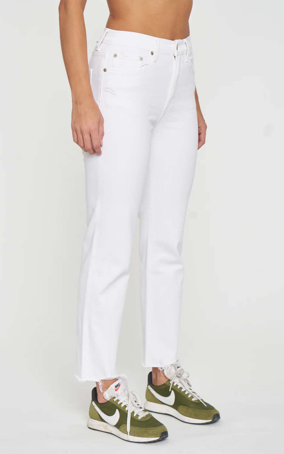 Shy Girl High Rise Crop Flare in Marshmallow Distressed