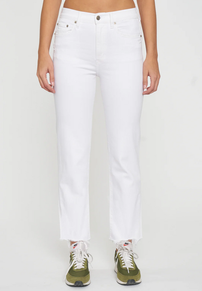Shy Girl High Rise Crop Flare in Marshmallow Distressed