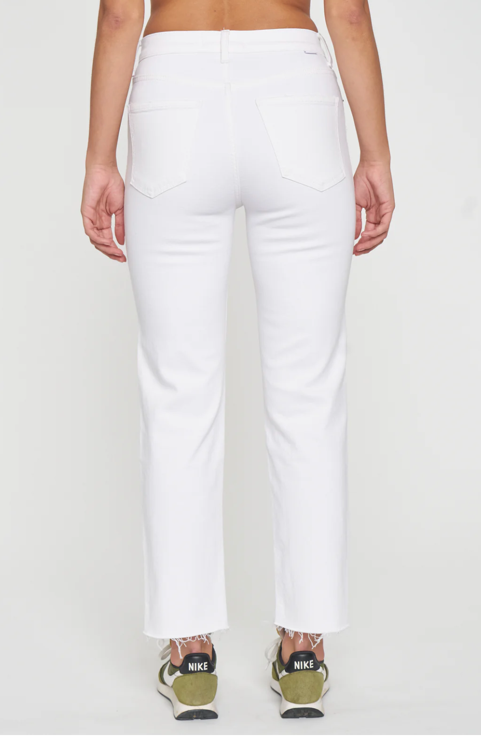 Shy Girl High Rise Crop Flare in Marshmallow Distressed