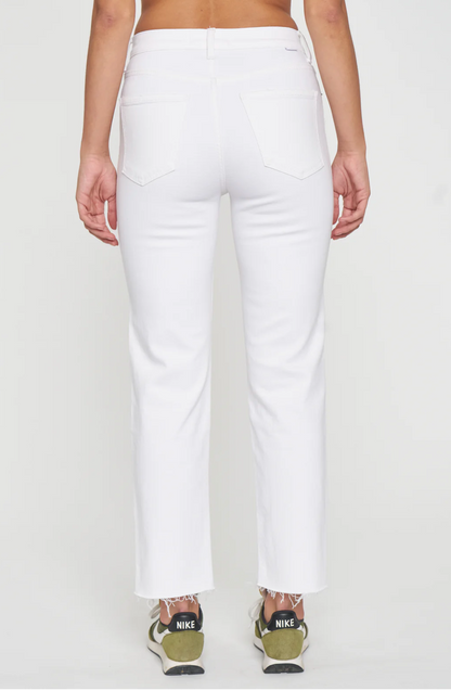 Shy Girl High Rise Crop Flare in Marshmallow Distressed