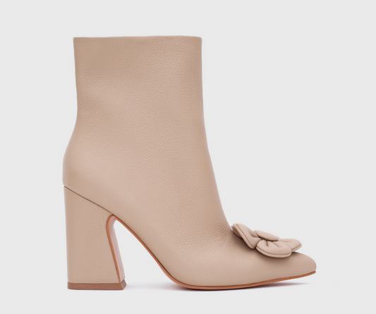 FINAL SALE Fancy Flower Bootie in Tan