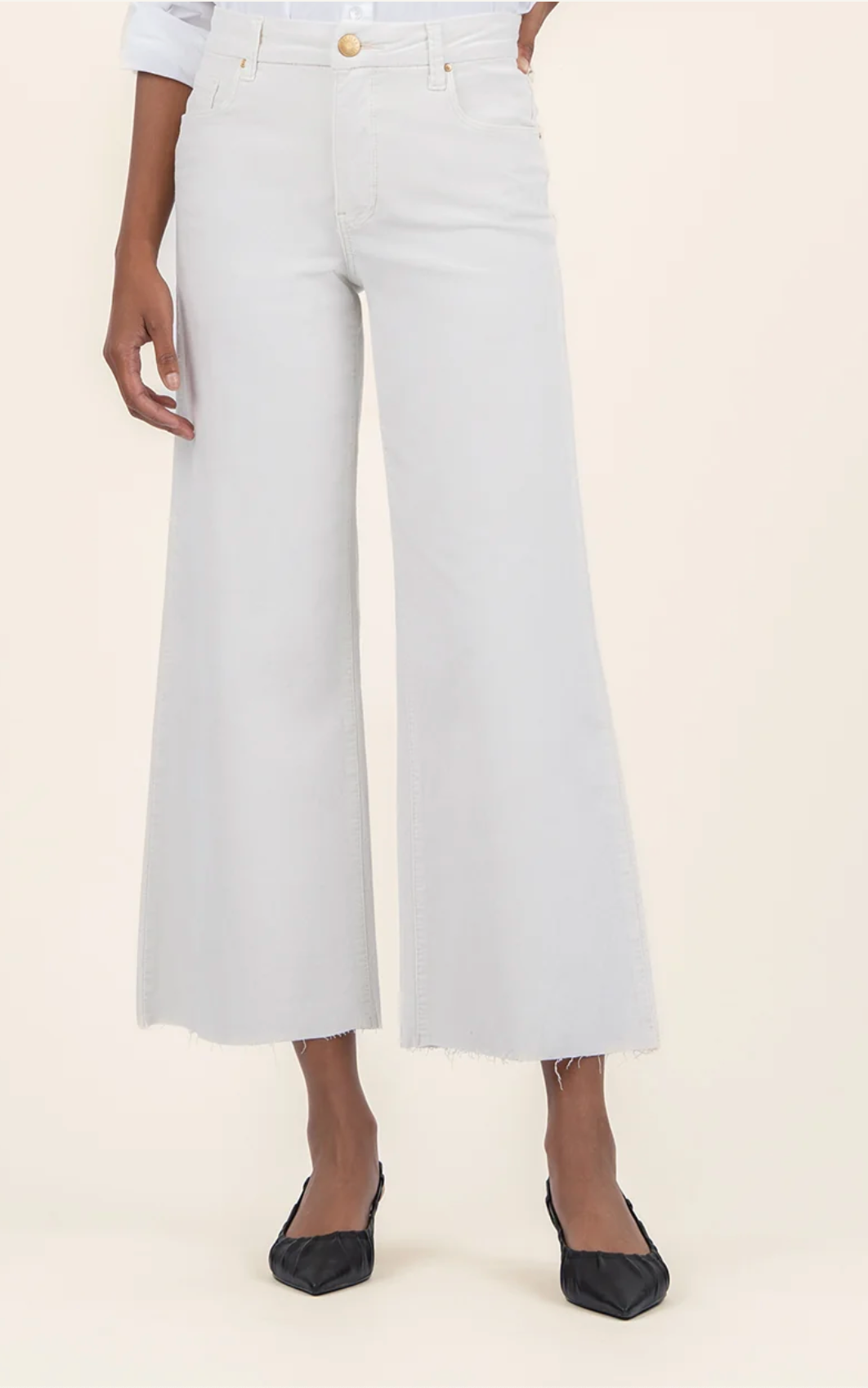 FINAL SALE Meg Wide Leg Crushed Subtle Velvet in Ecru cream