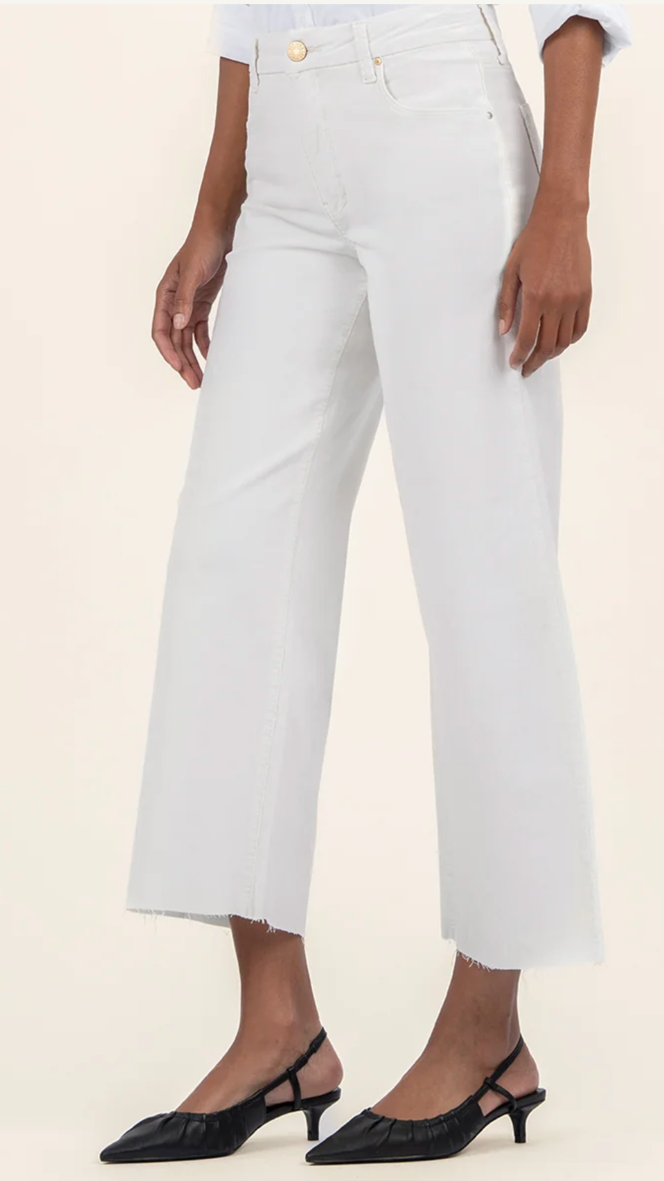 FINAL SALE Meg Wide Leg Crushed Subtle Velvet in Ecru cream