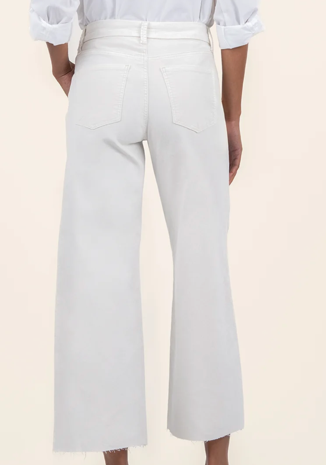 FINAL SALE Meg Wide Leg Crushed Subtle Velvet in Ecru cream