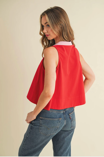 Relaxed Cotton Poplin Collar Top