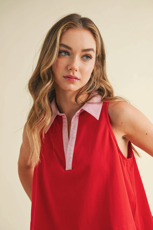 Relaxed Cotton Poplin Collar Top