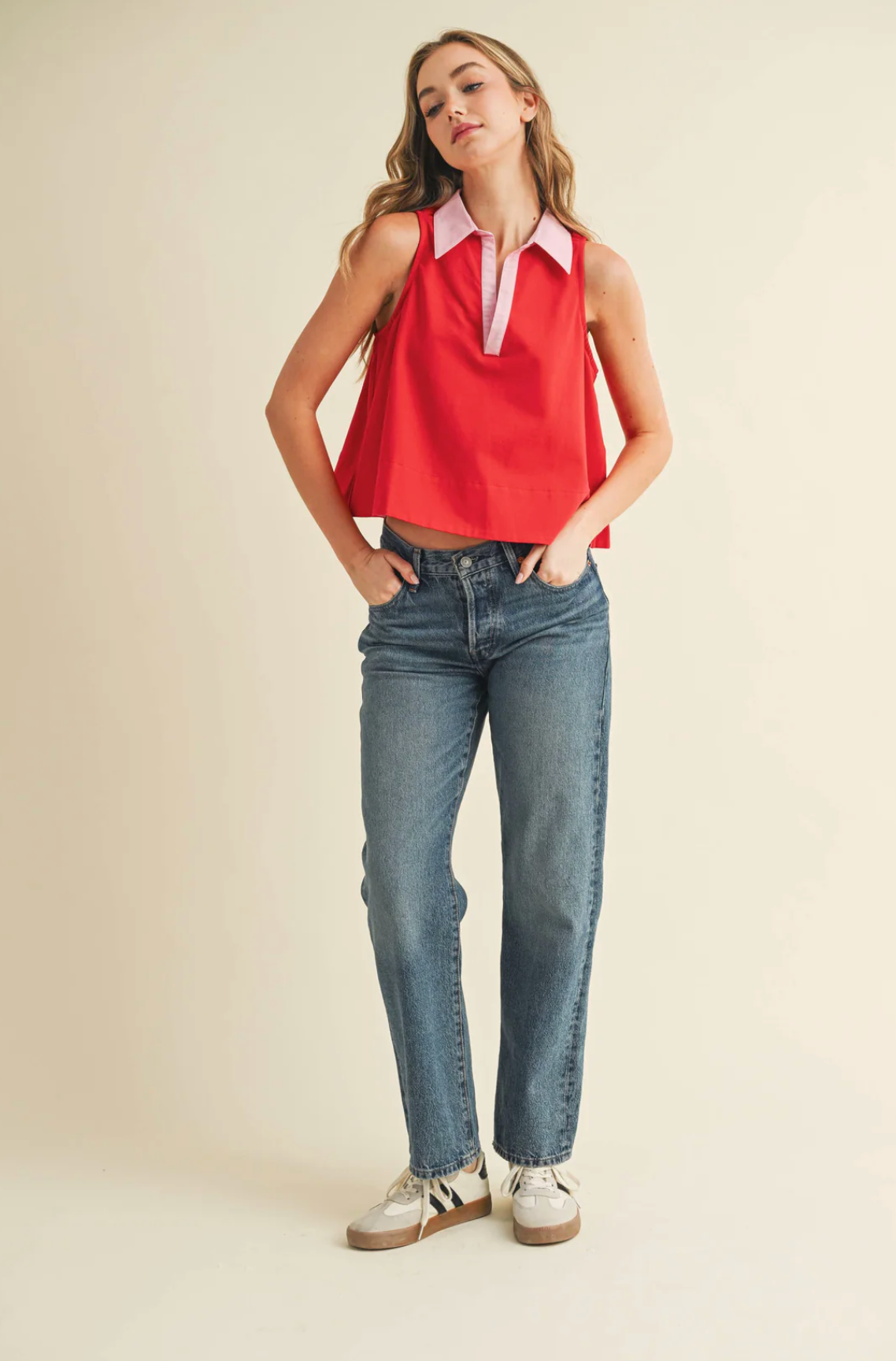 Relaxed Cotton Poplin Collar Top