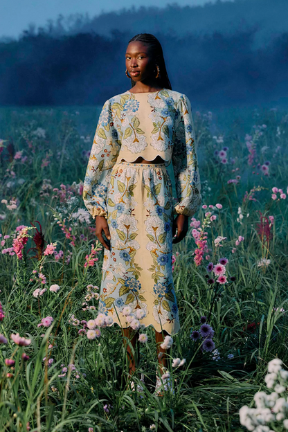 Garden Blue Midi Skirt