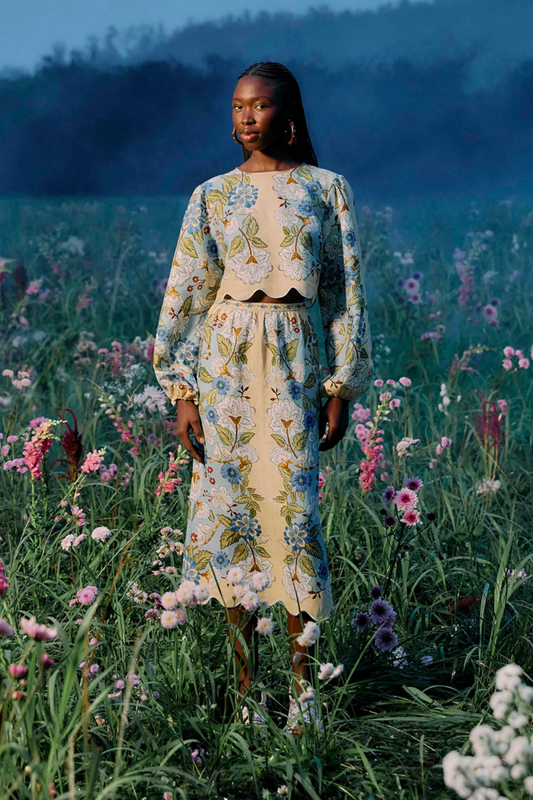 Garden Blue Long Sleeve Blouse