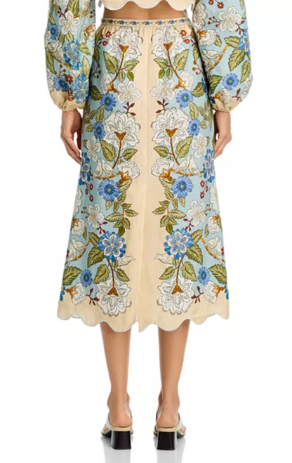 Garden Blue Midi Skirt