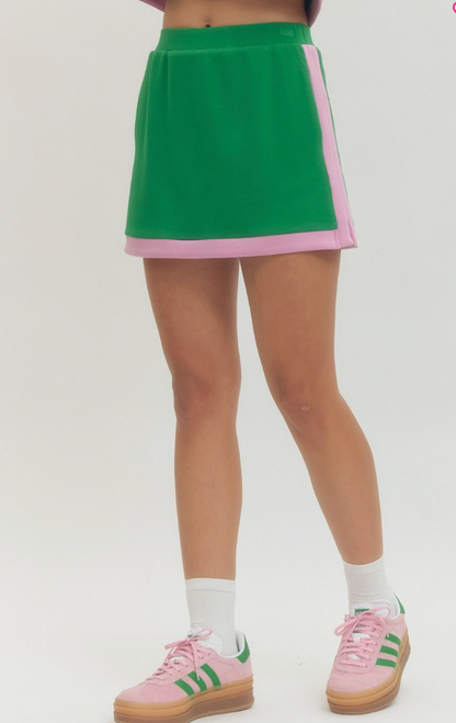 Green w/Pink Trim Skort