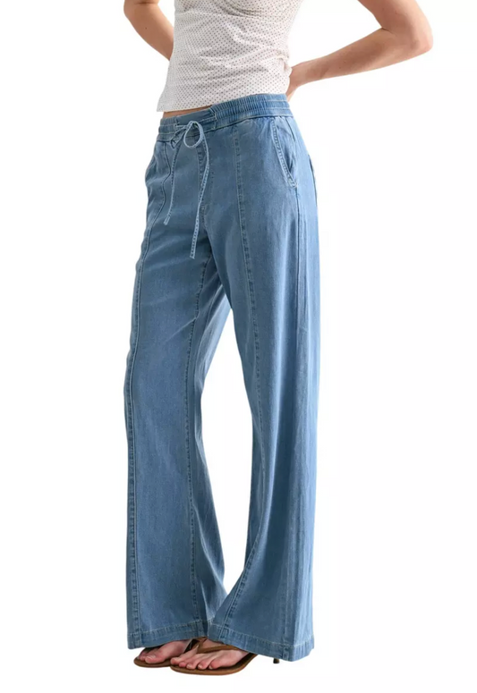 High Rise Wide Leg Denim Joggers