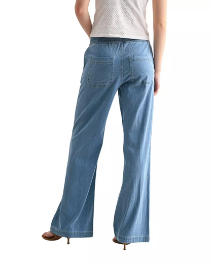 High Rise Wide Leg Denim Joggers
