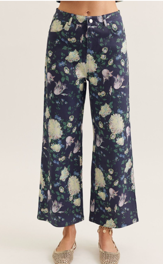 Navy Floral Jeans