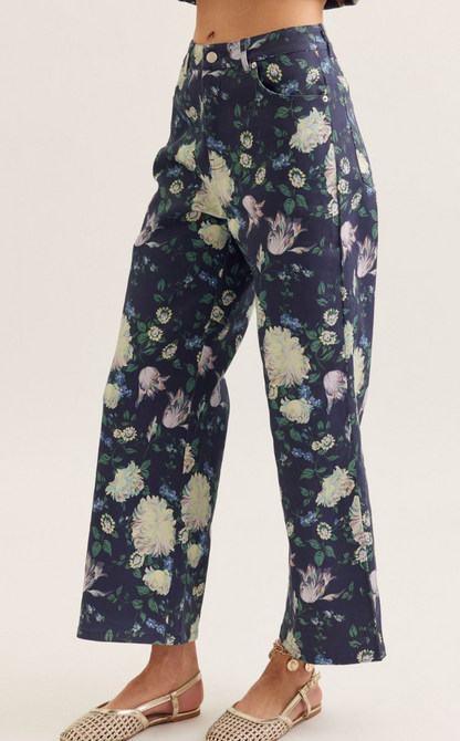 Navy Floral Jeans