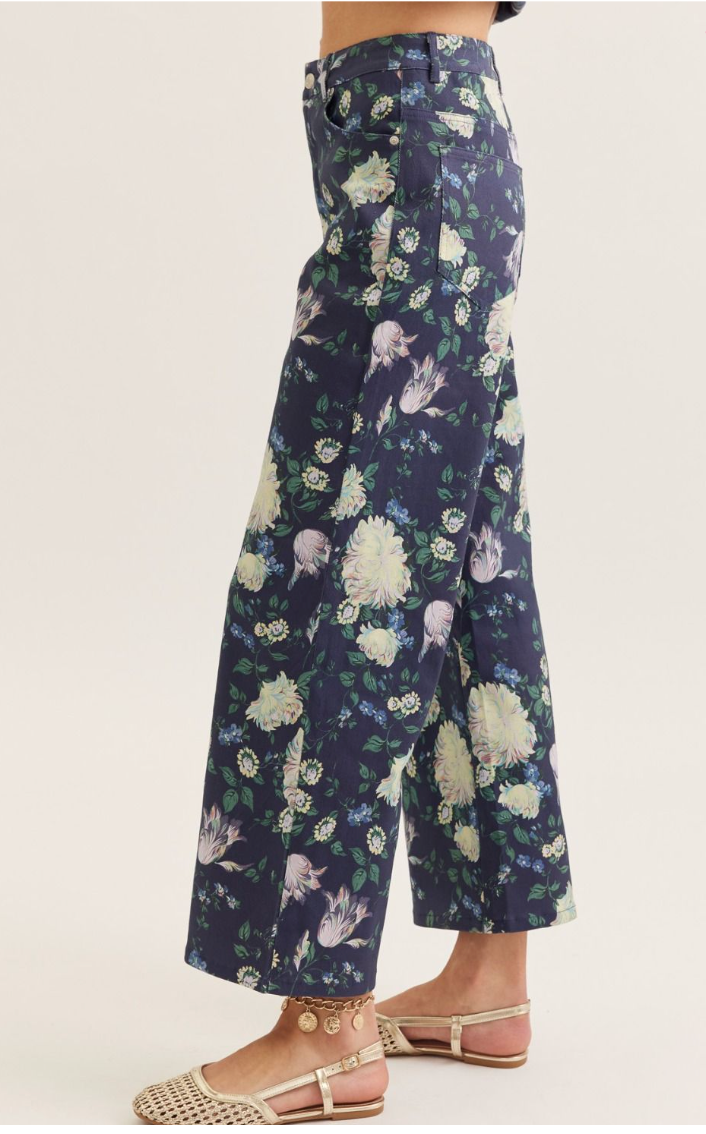 Navy Floral Jeans