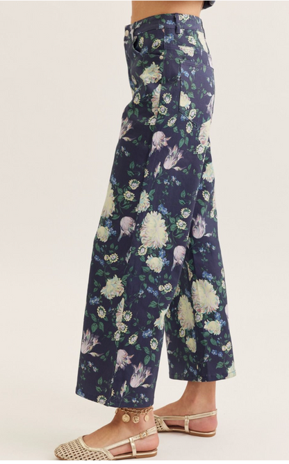 Navy Floral Jeans