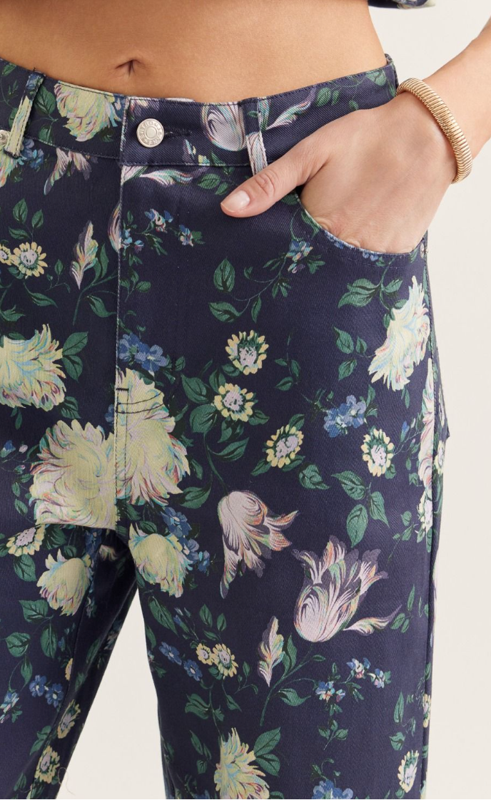 Navy Floral Jeans