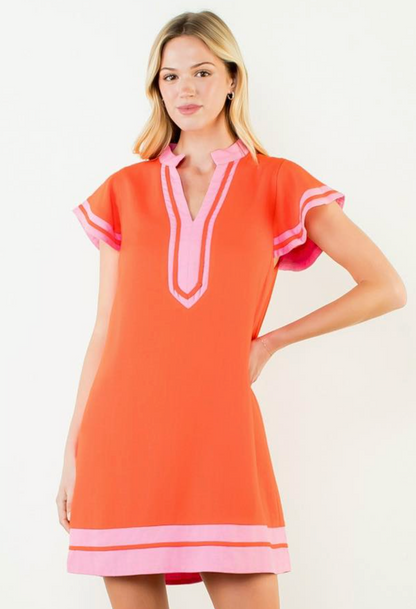 Isla Flutter Sleeve V Neck Dress