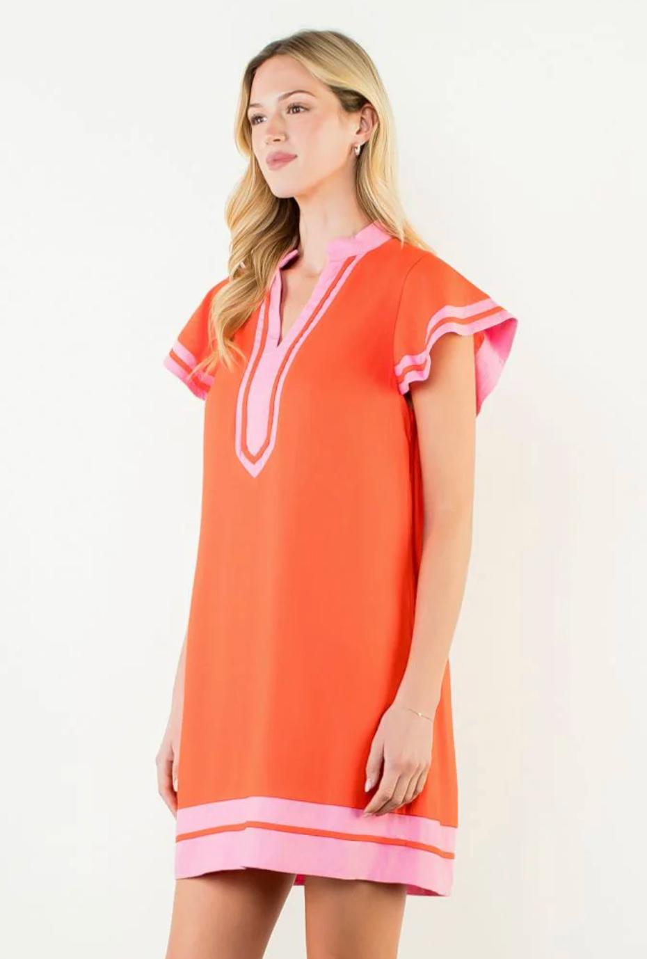 Isla Flutter Sleeve V Neck Dress