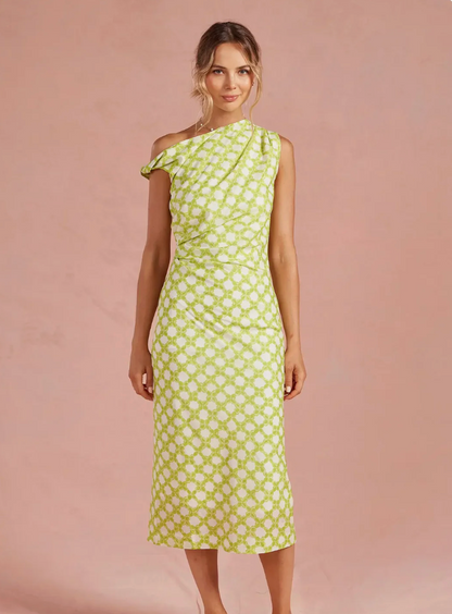Asymmetrical One Shoulder Chainlink Dress