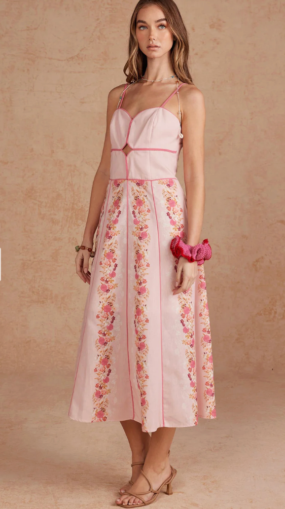 Cassidy Floral Piping Dress