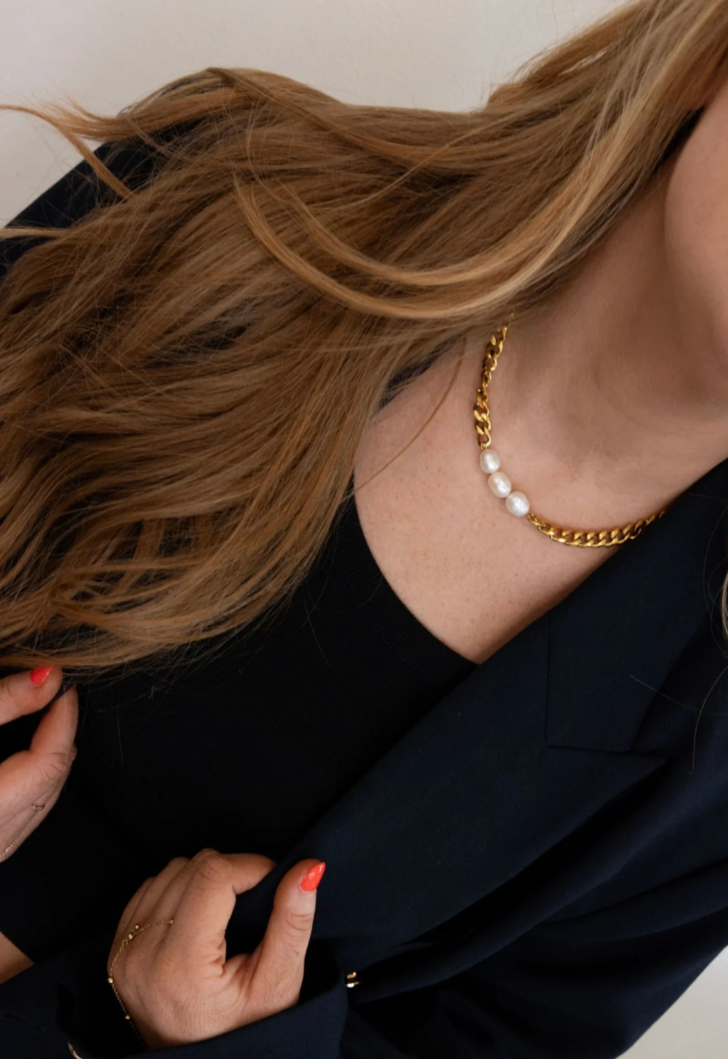 Sophia 3 Pearl Chain Necklace